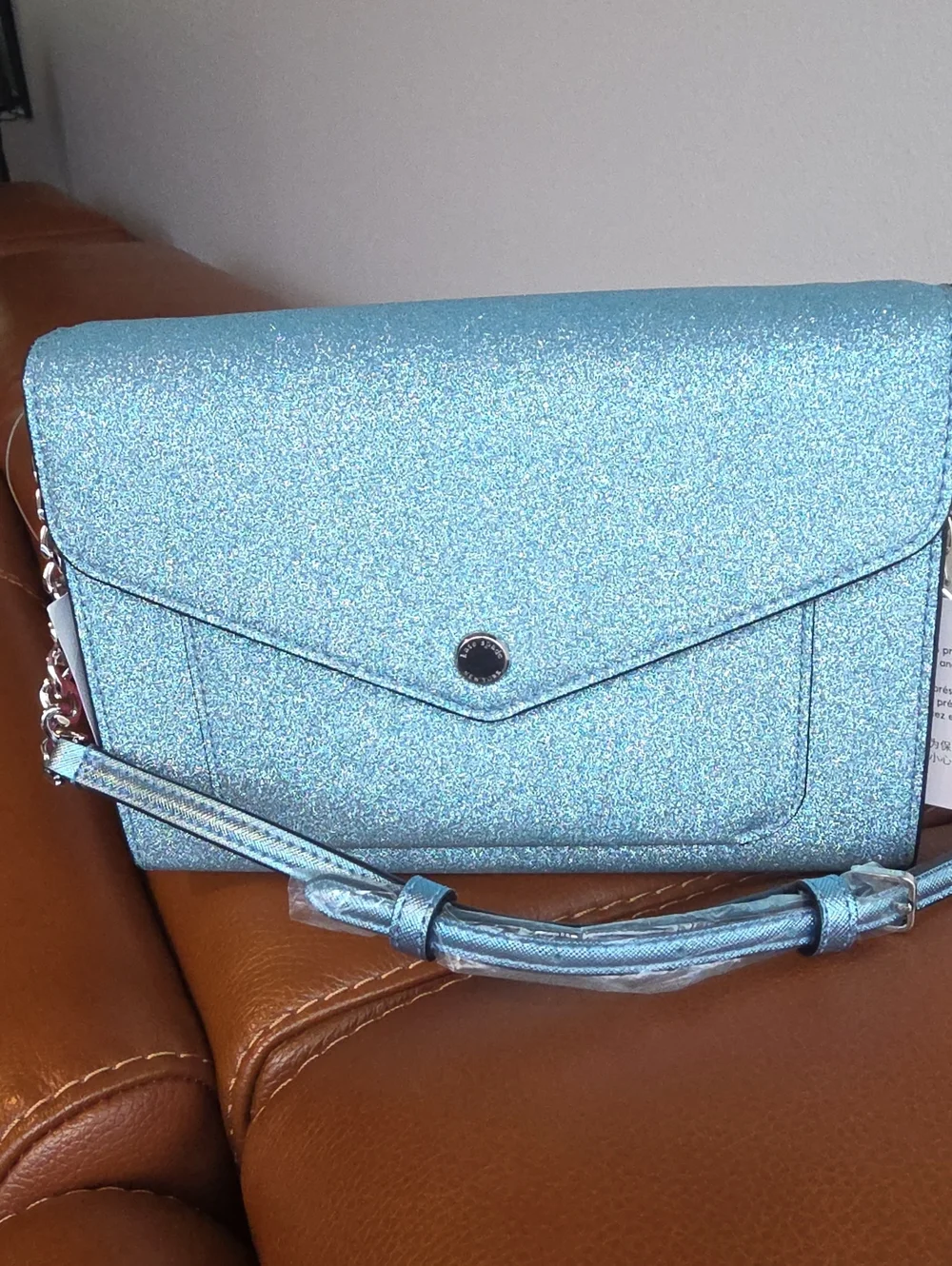 KATE SPADE NEW YORK NWT Frosty Sky Glitter Flap Crossbody Bag